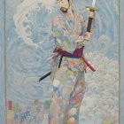 Lone Warrior in White Robes on Rocky Outcrop