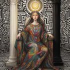 Traditional Japanese Woman in Kimono with Tea Cup