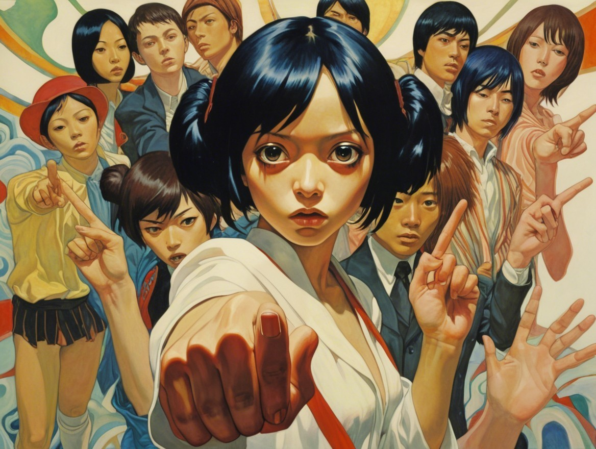 Vibrant Illustration of Diverse Young People in Action