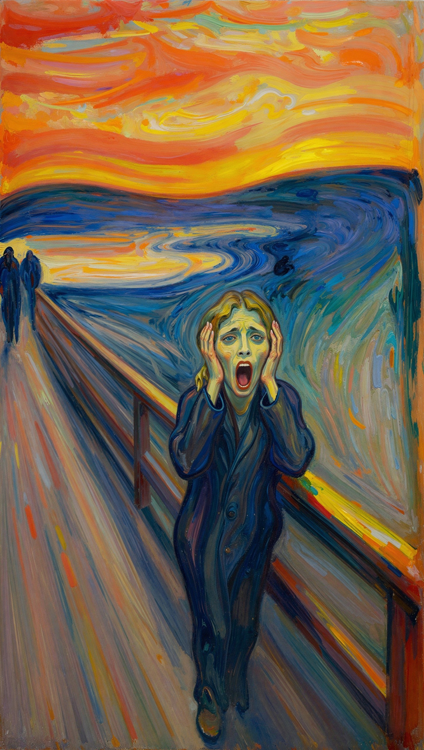 Expressive Oil Painting of a Tormented Figure