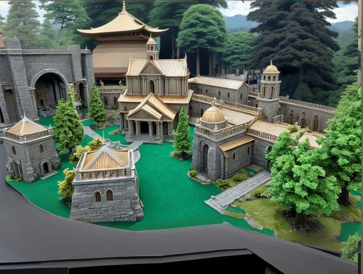 Architectural Model of a Grand Complex with Domes