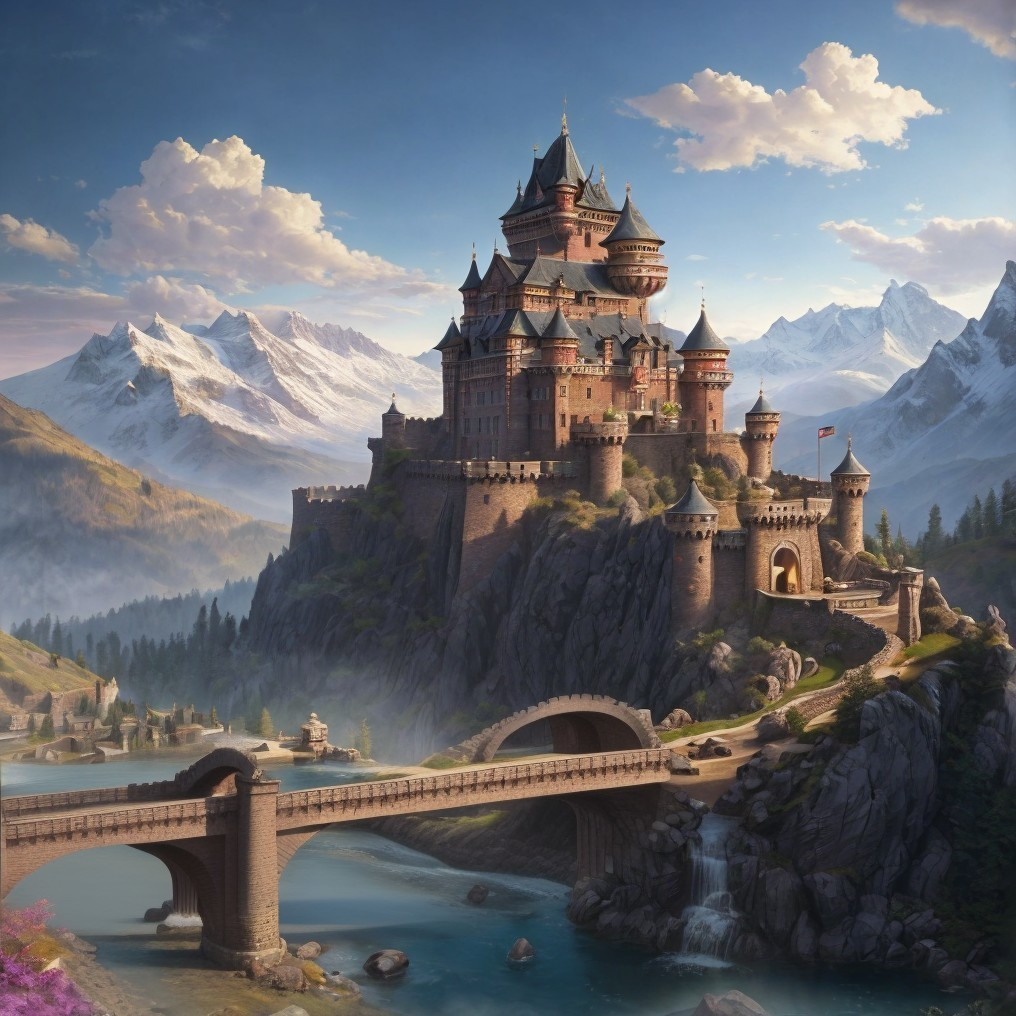 Majestic castle on a rocky hill with natural scenery