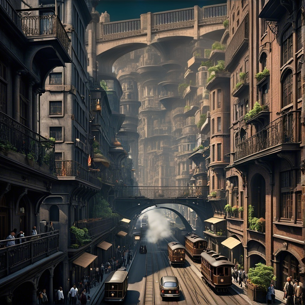 Futuristic Urban Landscape with Nature and Architecture