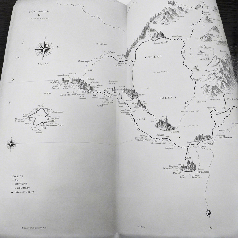 Artistic Black and White Geographical Map Features