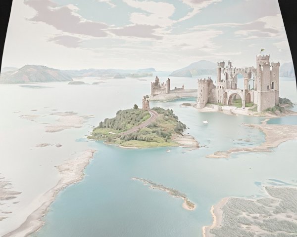 Serene Landscape with Castle on an Island and Water