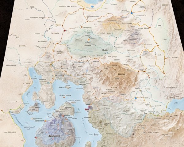 Detailed Fantasy Map with Geographical Features