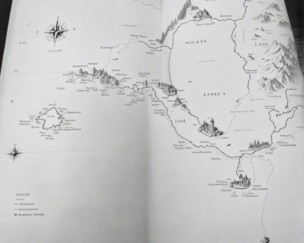Artistic Black and White Geographical Map Features