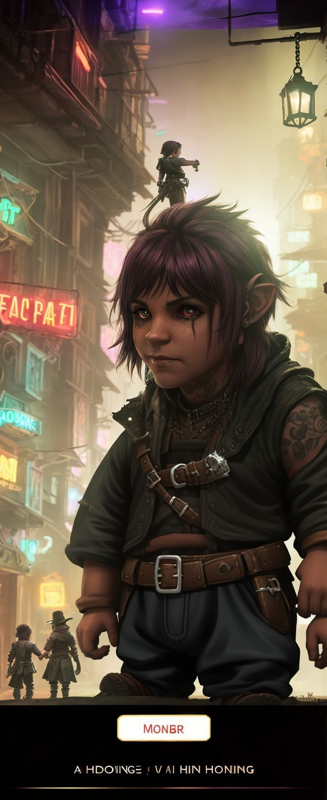 Neon Urban halfling: Futuristic Artwork