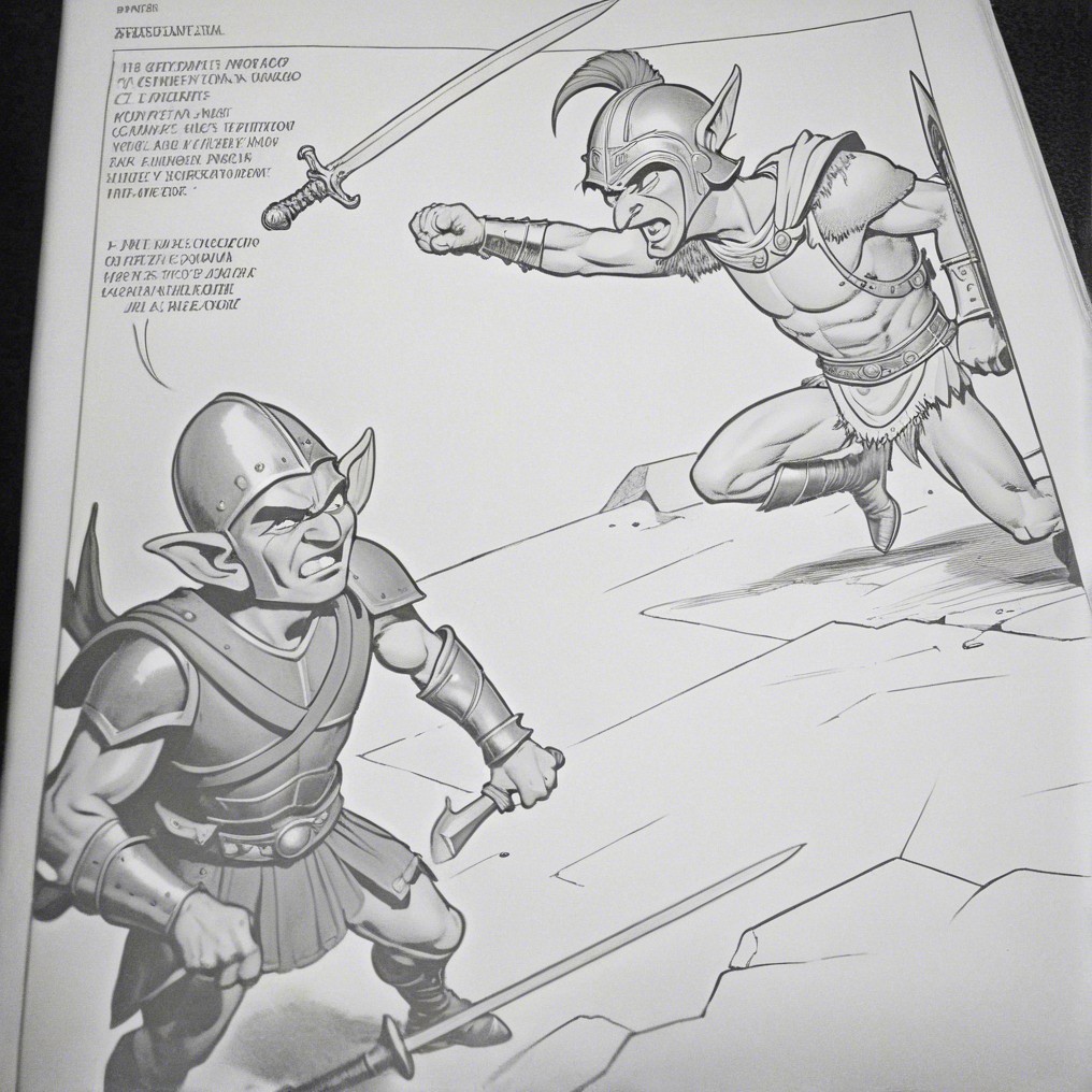 Dramatic Confrontation Between Two Warriors in Battle