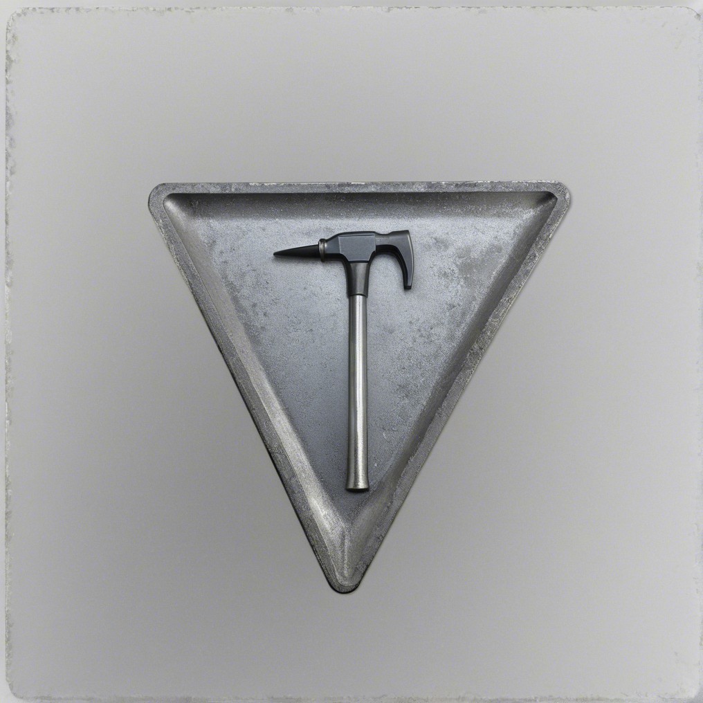 Triangular Tray with Modern Hammer Displayed Diagonally