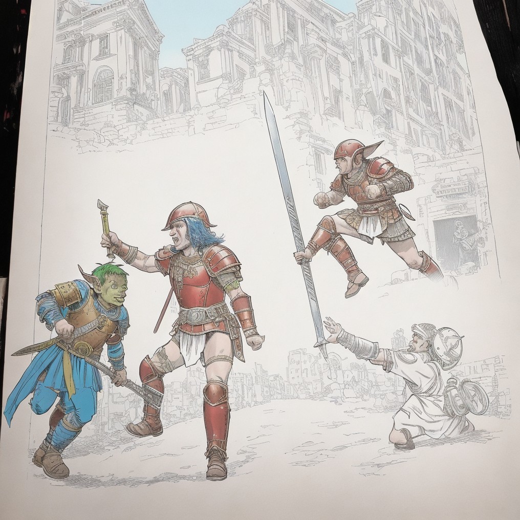 Fantasy Battle in an Ancient City with Warriors