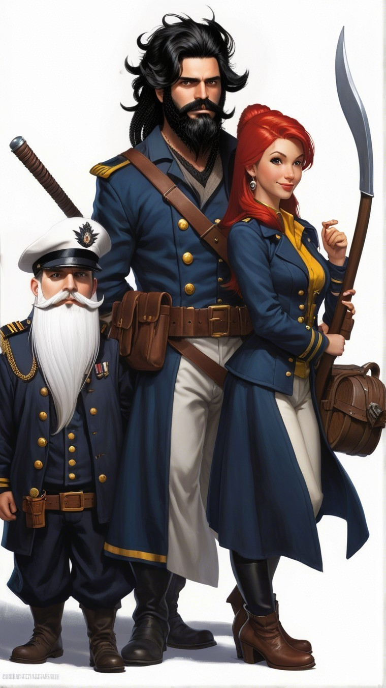Nautical-Themed Characters in Stylized Attire