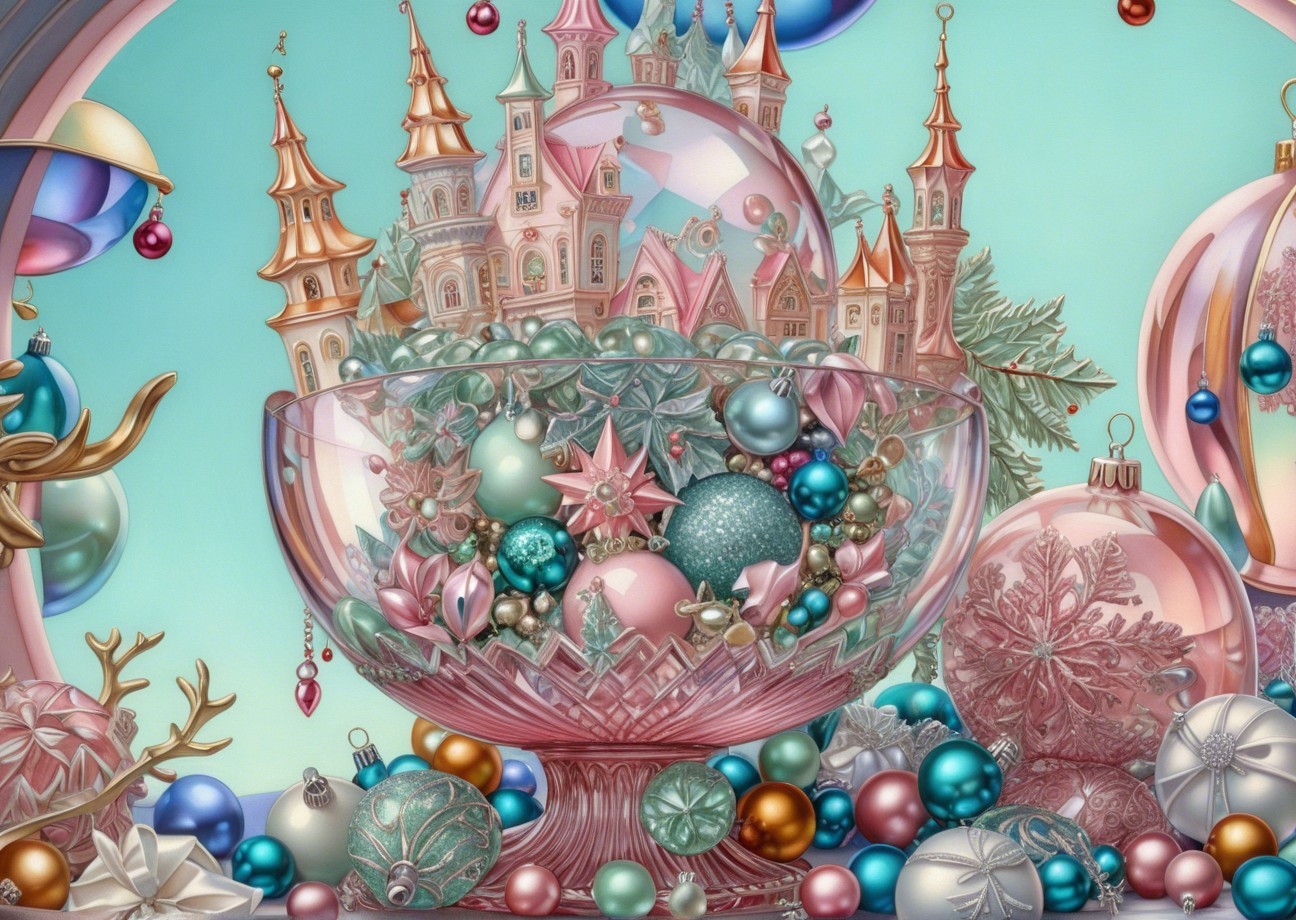 Close-Up of Holiday Decorations in a Glass Bowl