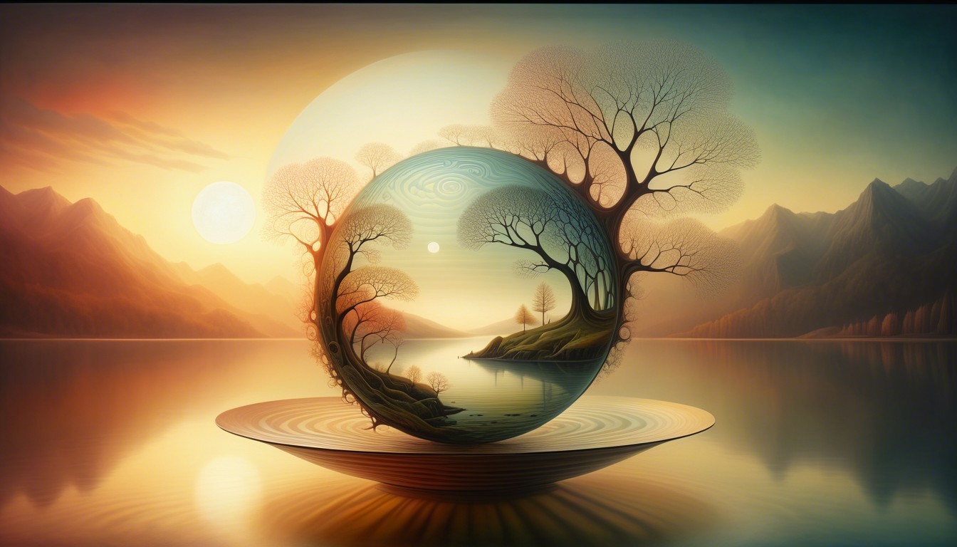 Dreamlike Landscape in a Glass Orb Reflection