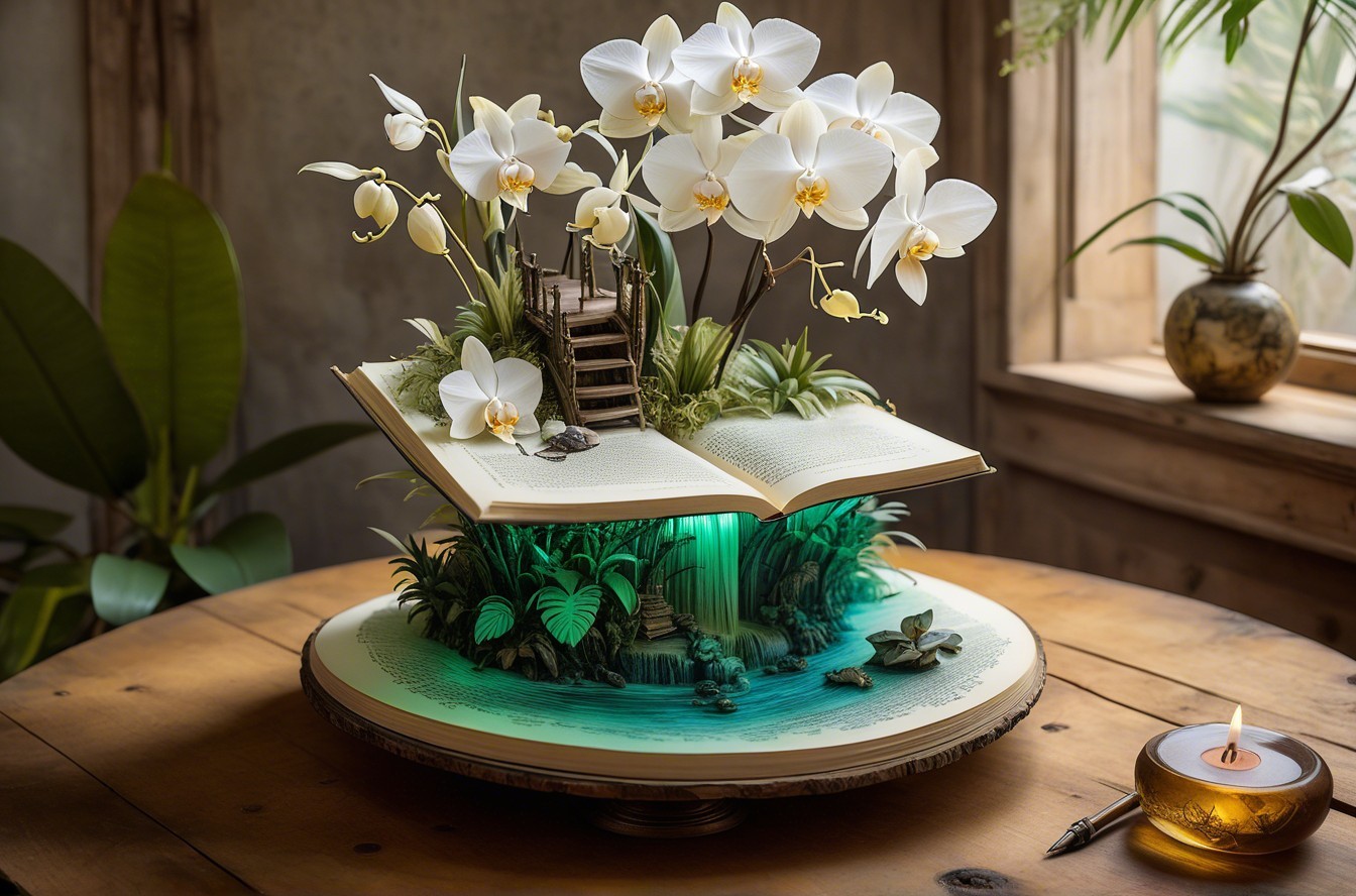 Book-Shaped Terrarium with Miniature Landscape Details