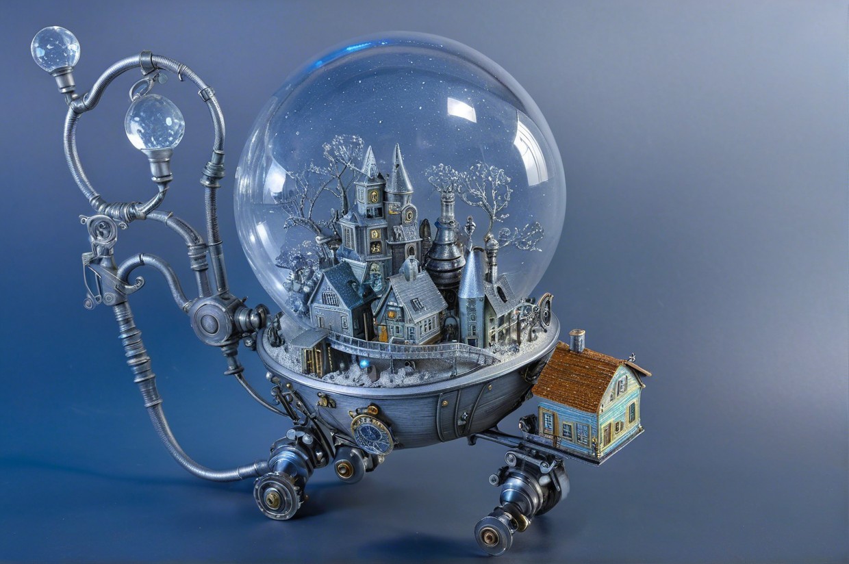 Whimsical Snow Globe with Miniature Village Design
