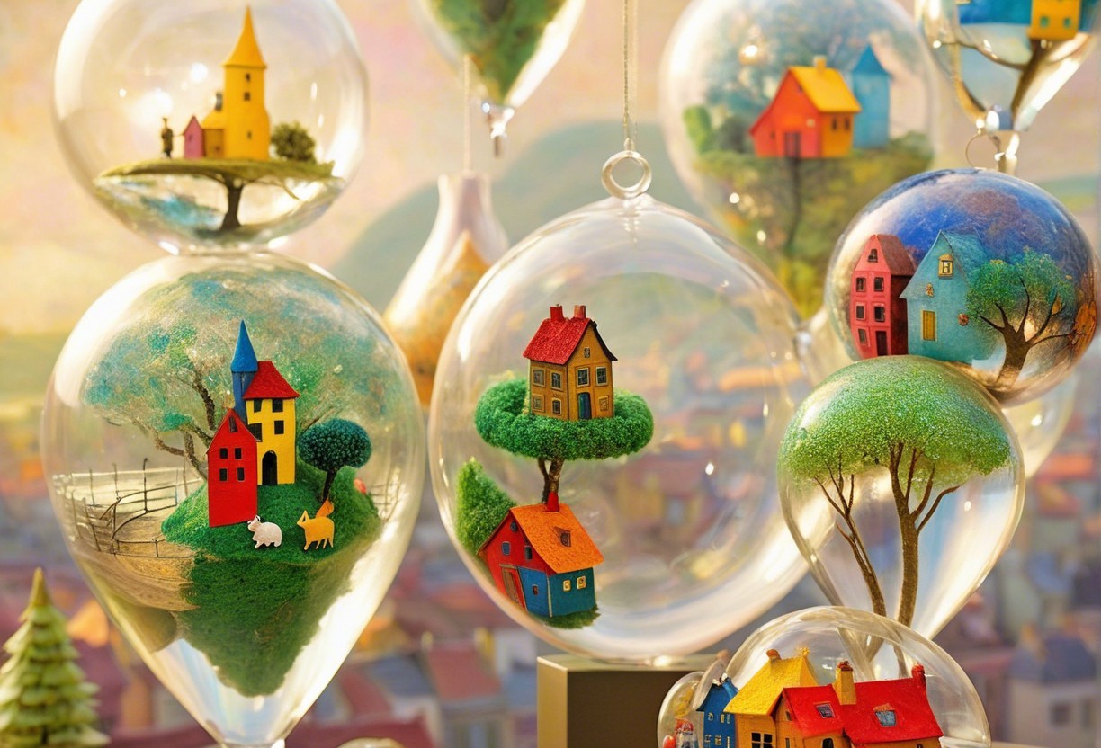 Whimsical Glass Ornaments with Miniature Landscapes