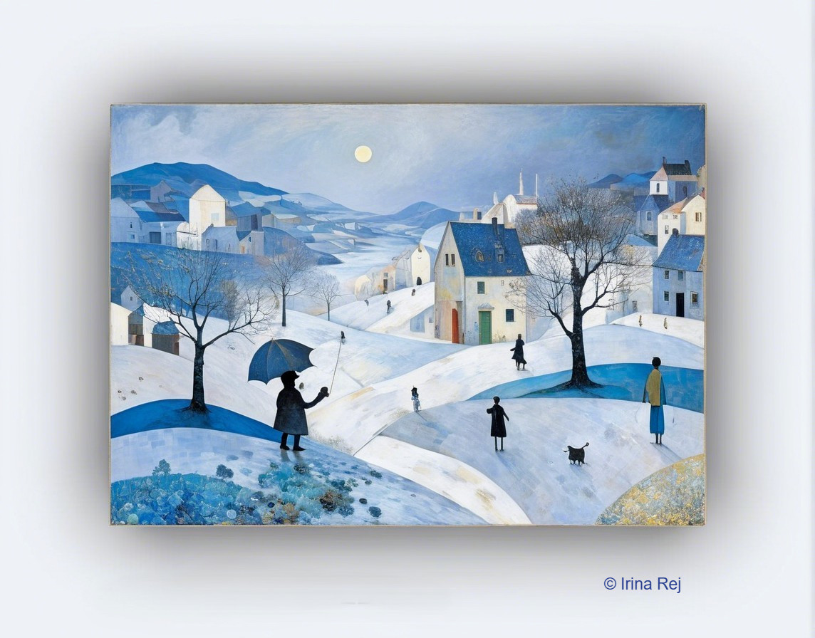 Winter Landscape with Figures and Snowy Path