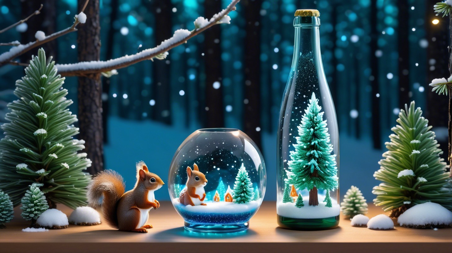 Festive Diorama with Squirrel and Christmas Elements