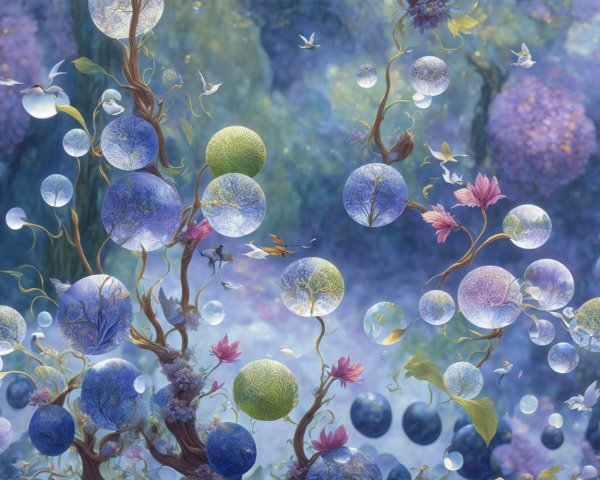 Ethereal Arboreal Scene with Fantastical Trees