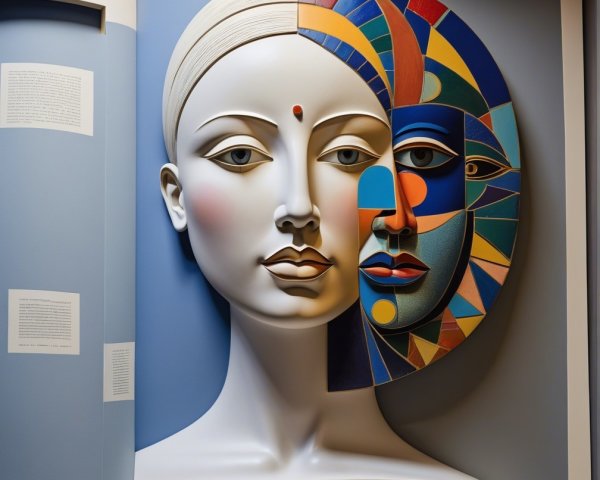 3D Artwork of Dual Faces in an Open Book