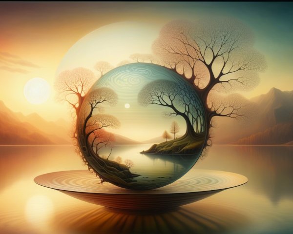 Dreamlike Landscape in a Glass Orb Reflection