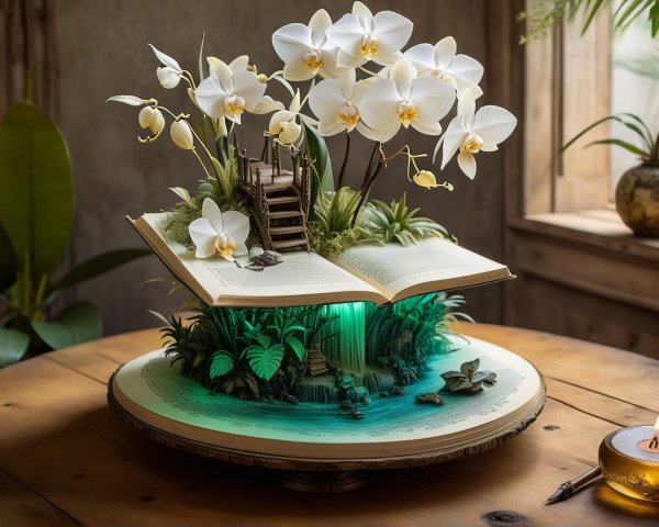Book-Shaped Terrarium with Miniature Landscape Details
