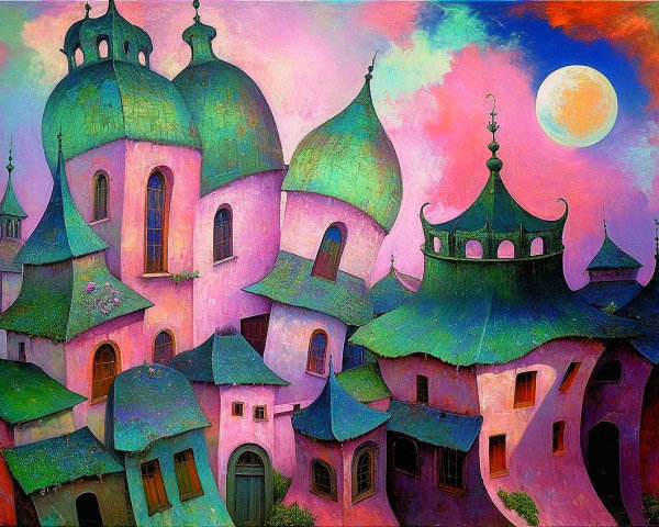 Surreal Landscape with Whimsical Curvilinear Buildings