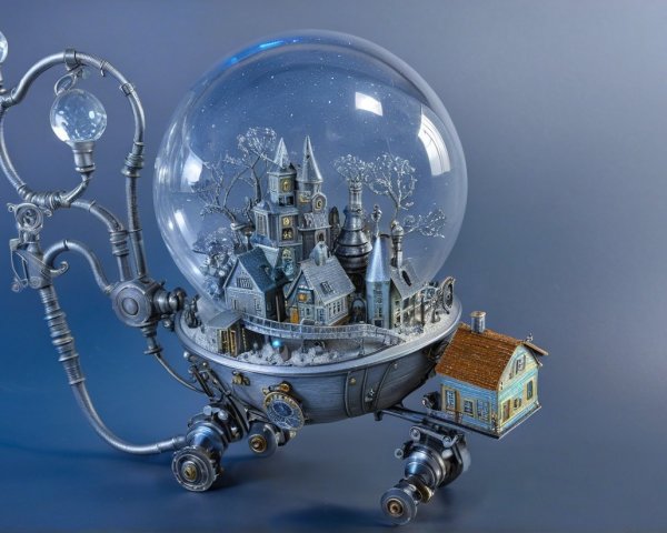Whimsical Snow Globe with Miniature Village Design