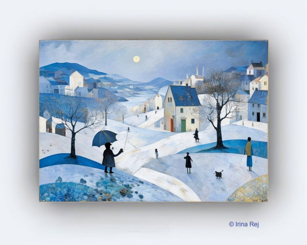 Winter Landscape with Figures and Snowy Path