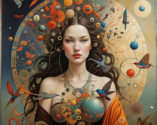 Detailed Digital Painting of a Woman with Artistic Headdress