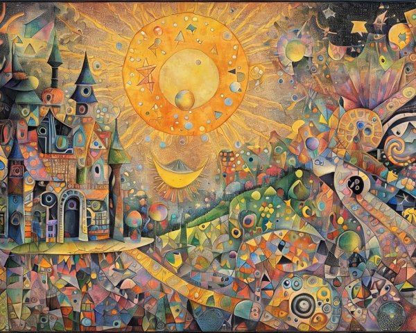 Vibrant Whimsical Landscape with Colorful Castle
