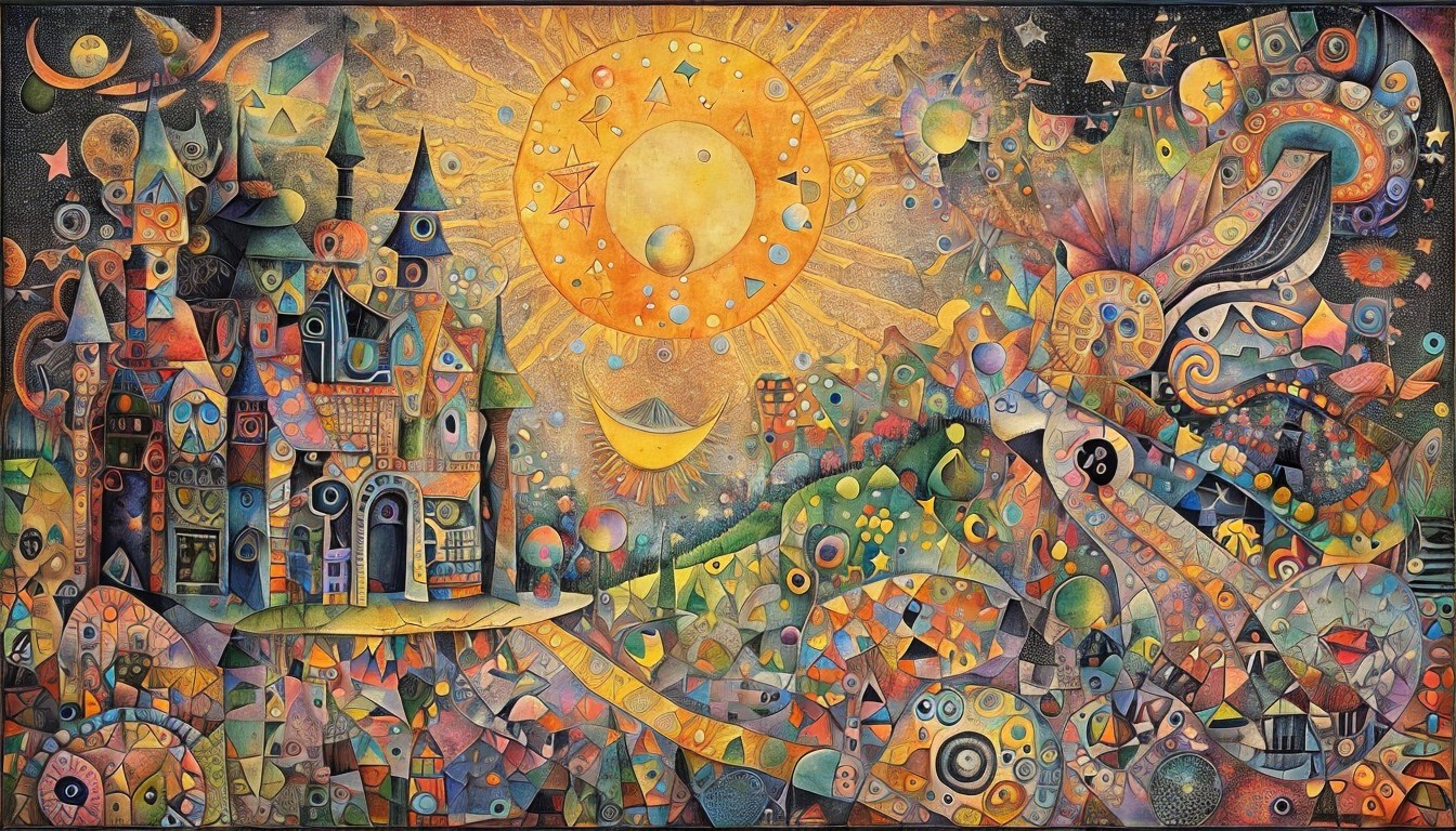 Vibrant Whimsical Landscape with Colorful Castle
