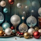 Collection of Ornate Crystal Balls in Atmospheric Setting