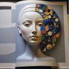 3D Artwork of Dual Faces in an Open Book