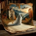 Whimsical Castle Pop-Up Scene with Sunset Background