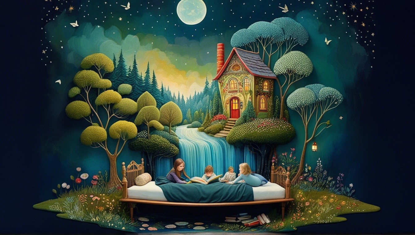 Cozy Bedroom with Enchanted Landscape and Fairytale Elements