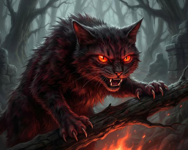 Hyperdetailed Fantasy Art of a Dark Feline Creature