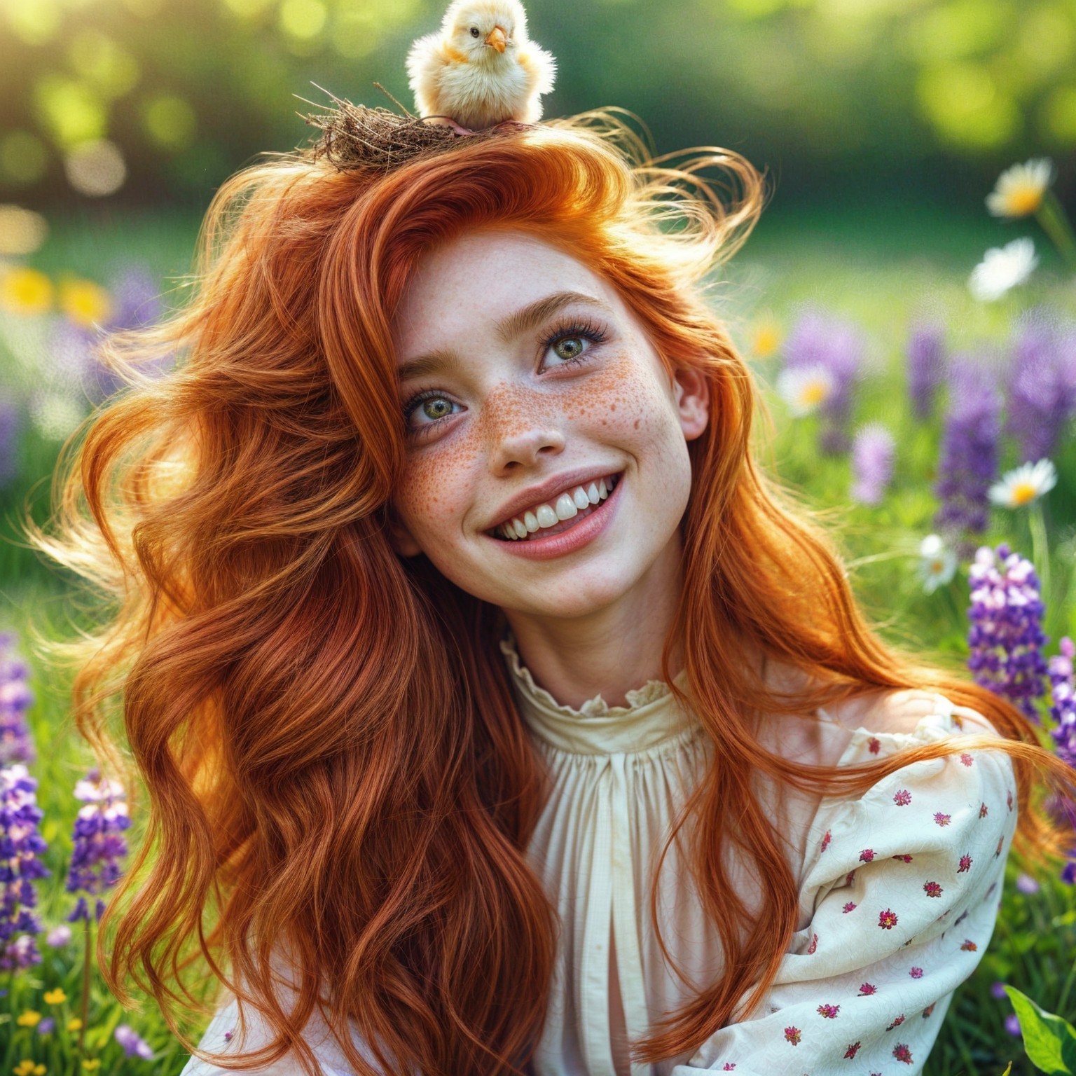 Joyful Spirit in a Flower Meadow