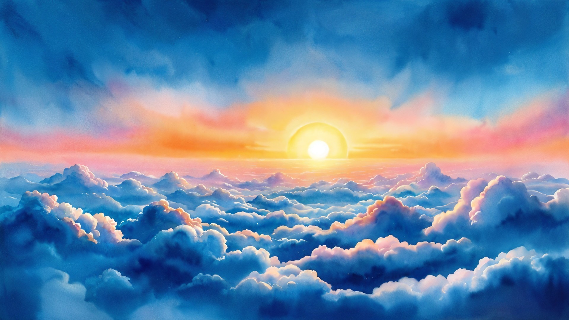 Vibrant Sunrise Over Colorful Clouds and Serene Sky