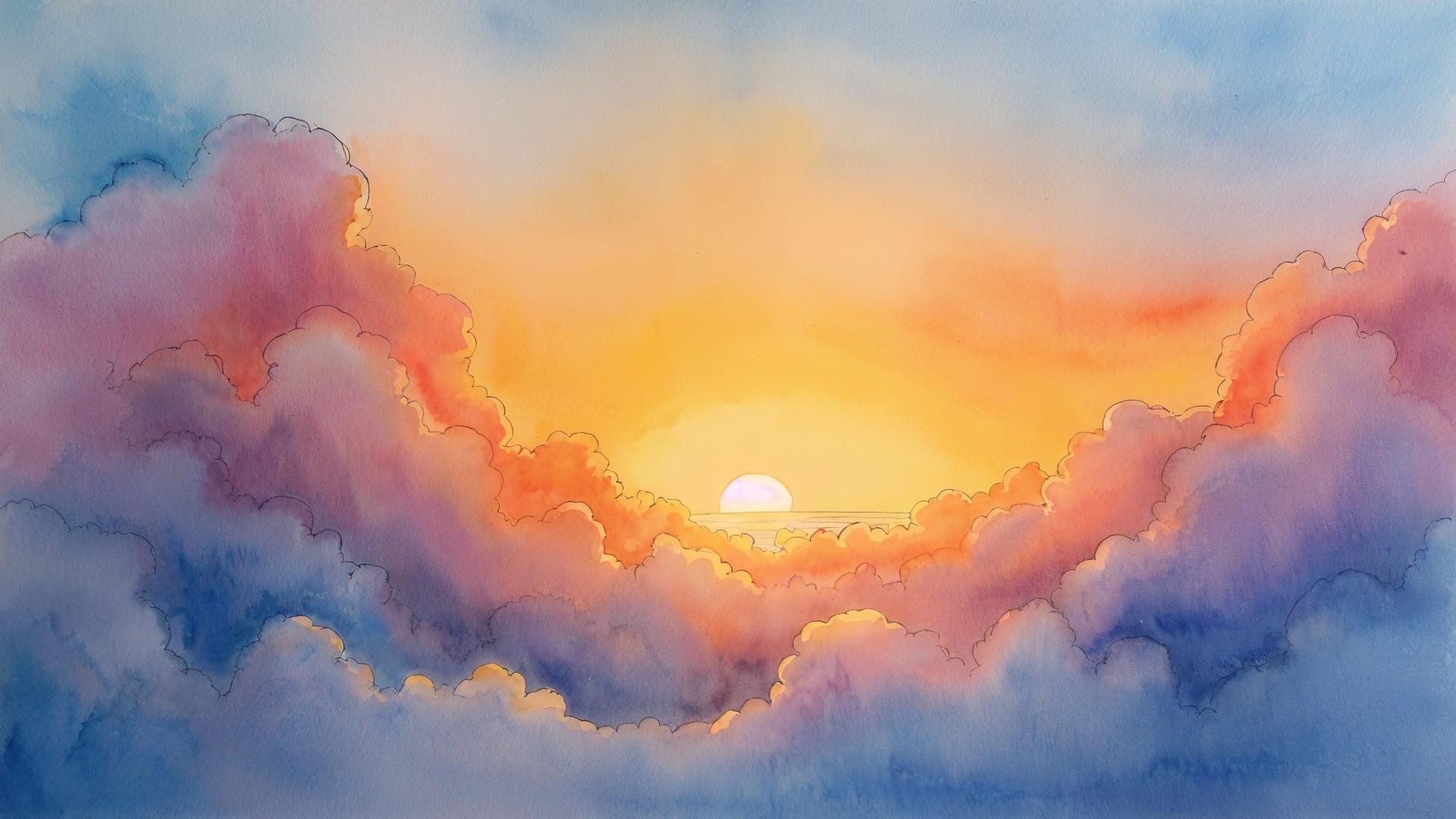Vibrant Sunrise Over Fluffy Pastel Clouds