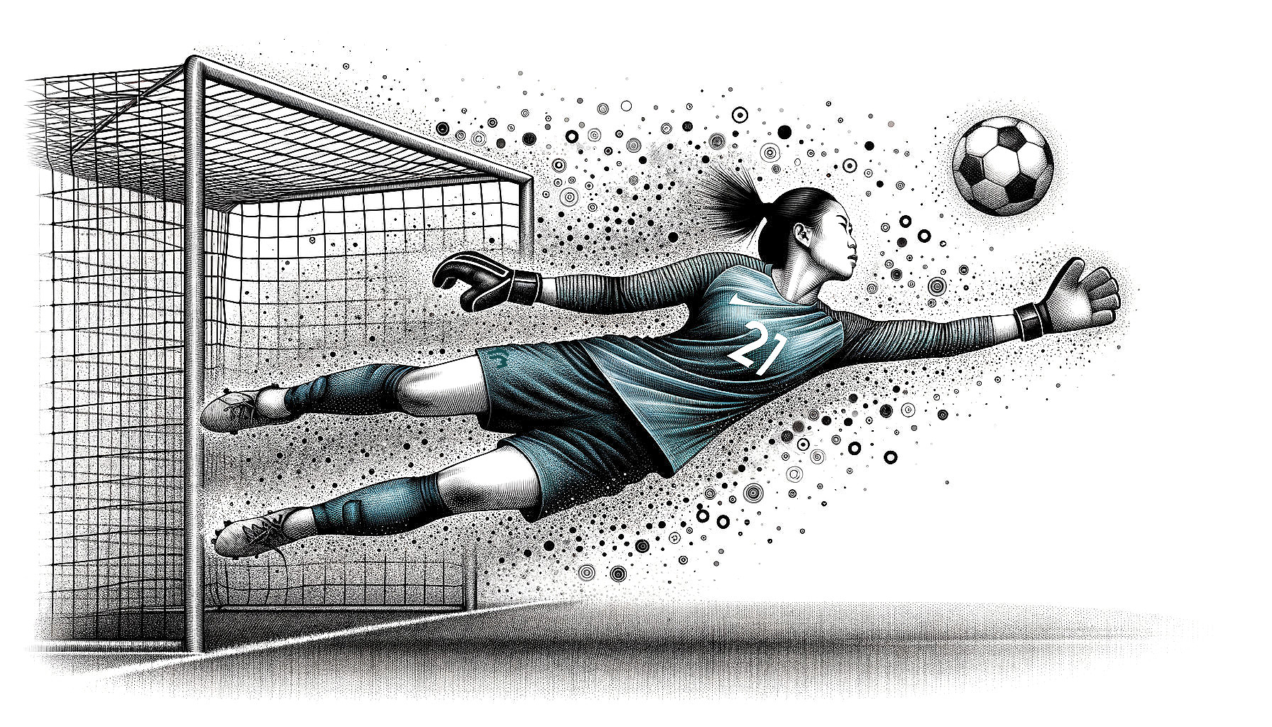 Dynamic Female Goalkeeper Making an Incredible Save