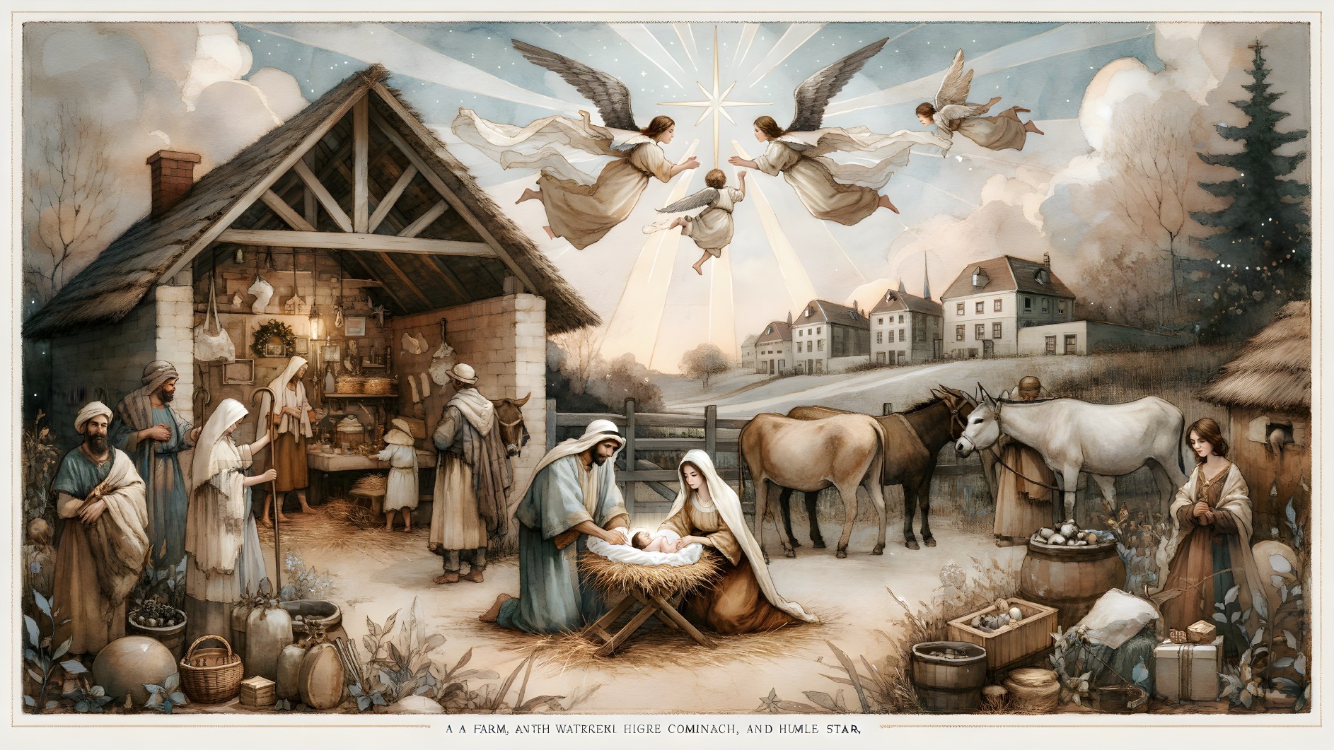 Tranquil Nativity Scene with Mary, Joseph, and Jesus