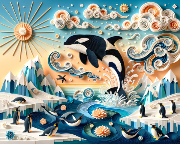 Quilling Art Illustration of an Arctic Scene