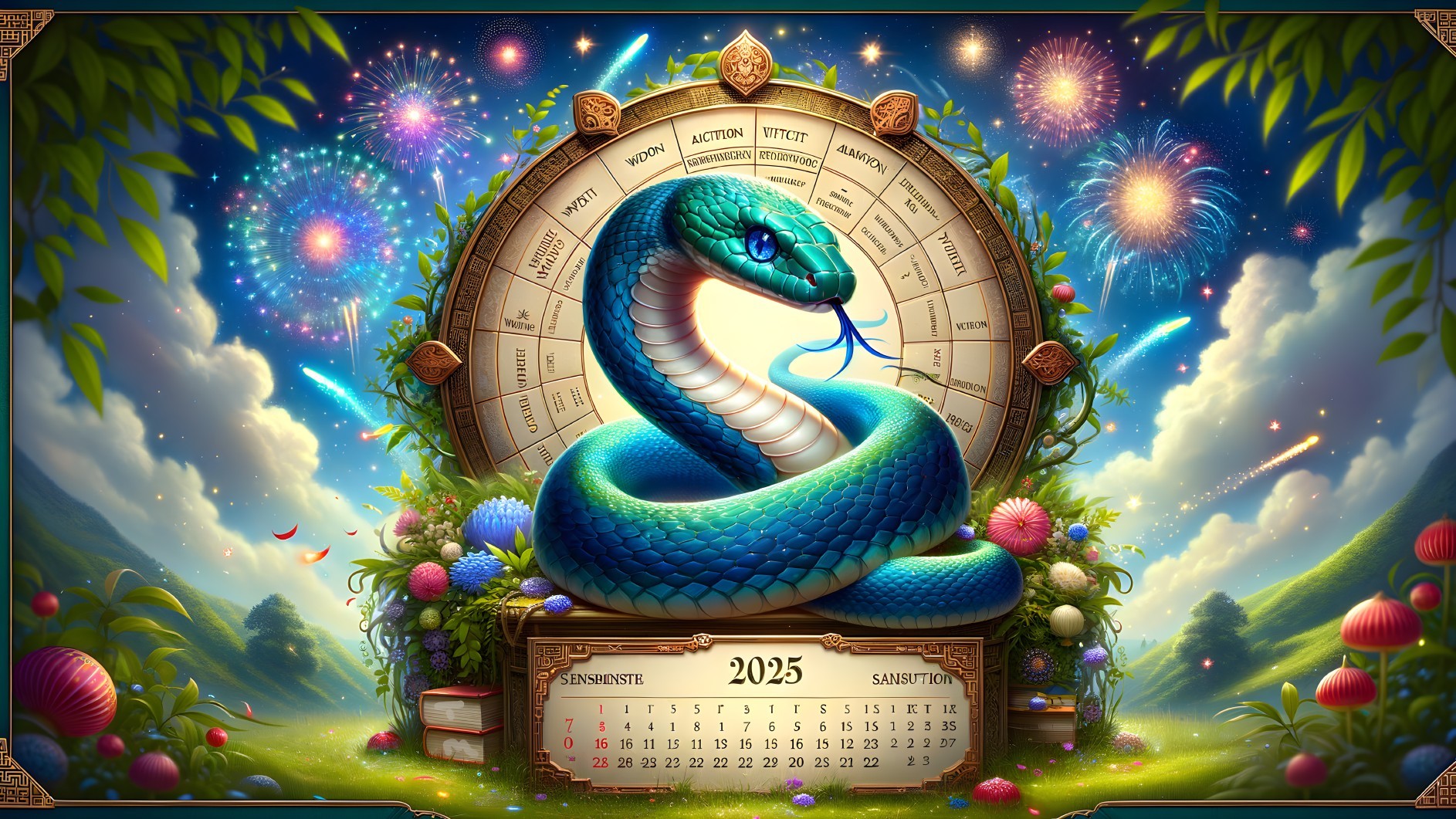 Fantasy Scene of a Snake and Celestial Wheel for 2025