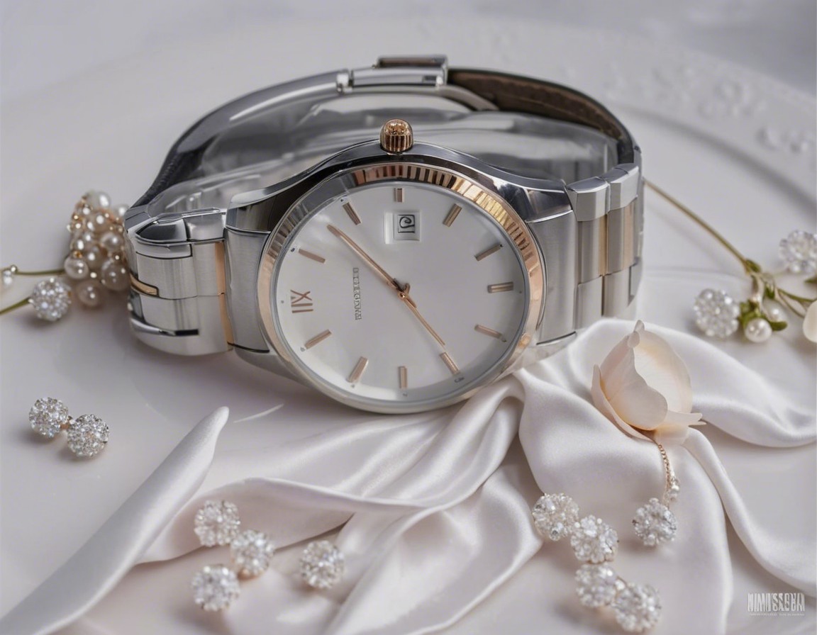 Elegant Silver and Gold Wristwatch on Silk Fabric