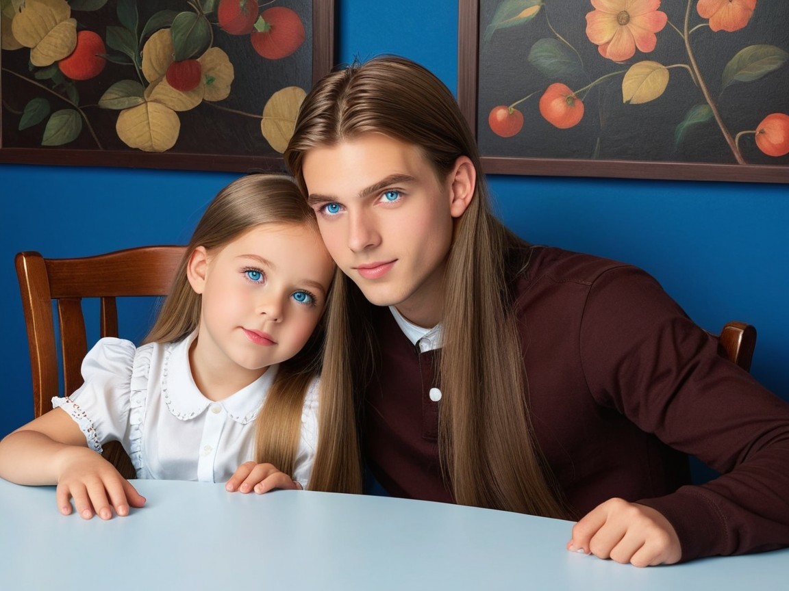 Studio Portrait of Two Young Children in Vintage Attire