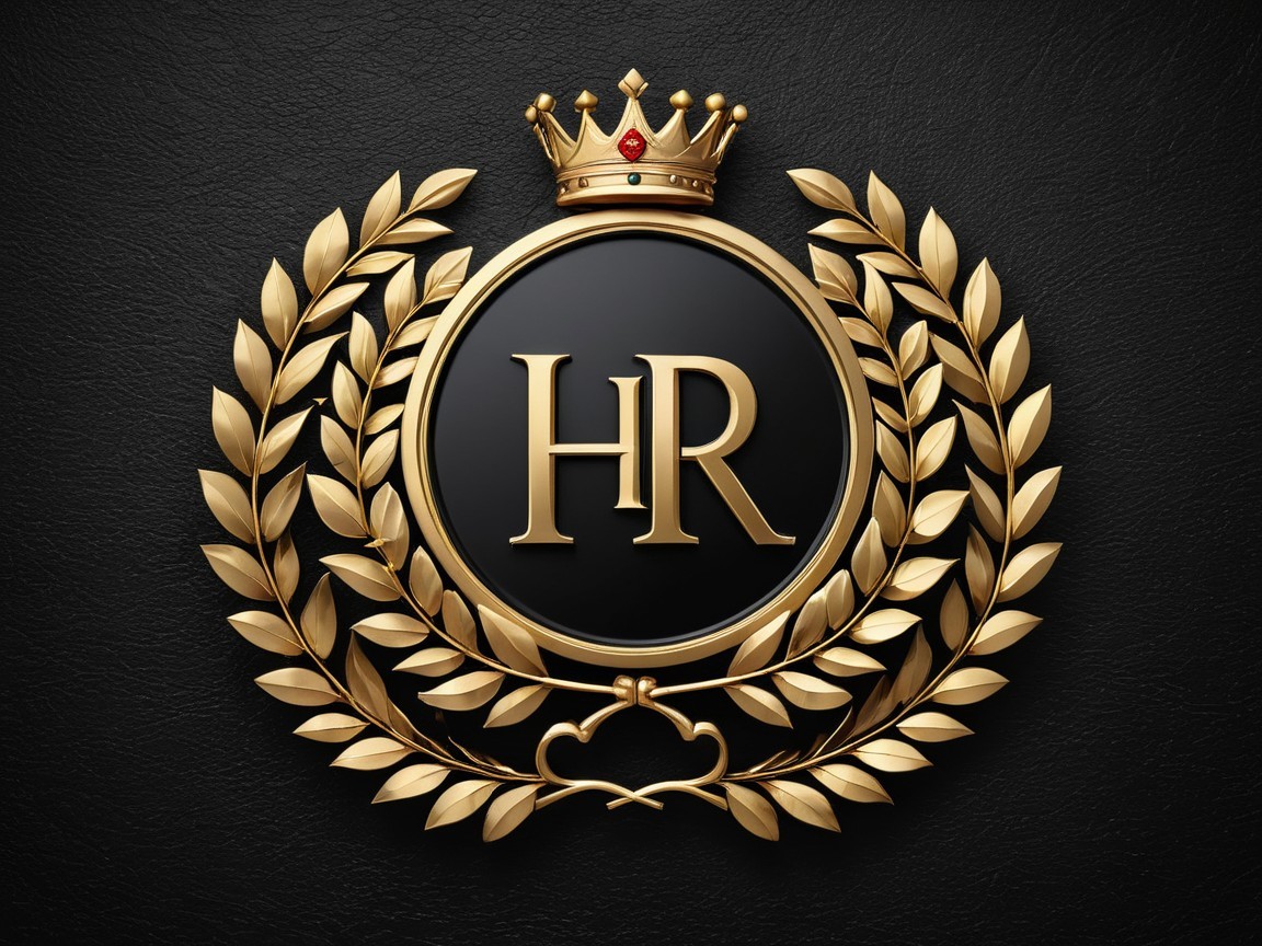 Luxurious Emblem with Black Center and Gold Wreath