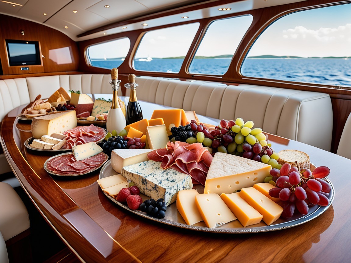 Luxurious Cheese and Charcuterie Display on Boat
