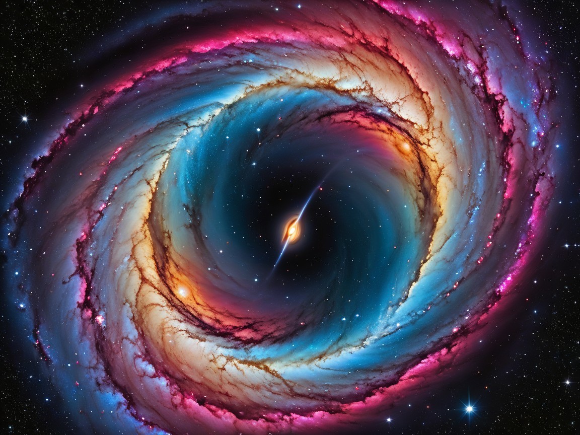 Vibrant Galaxy with Cosmic Swirls and Luminous Core